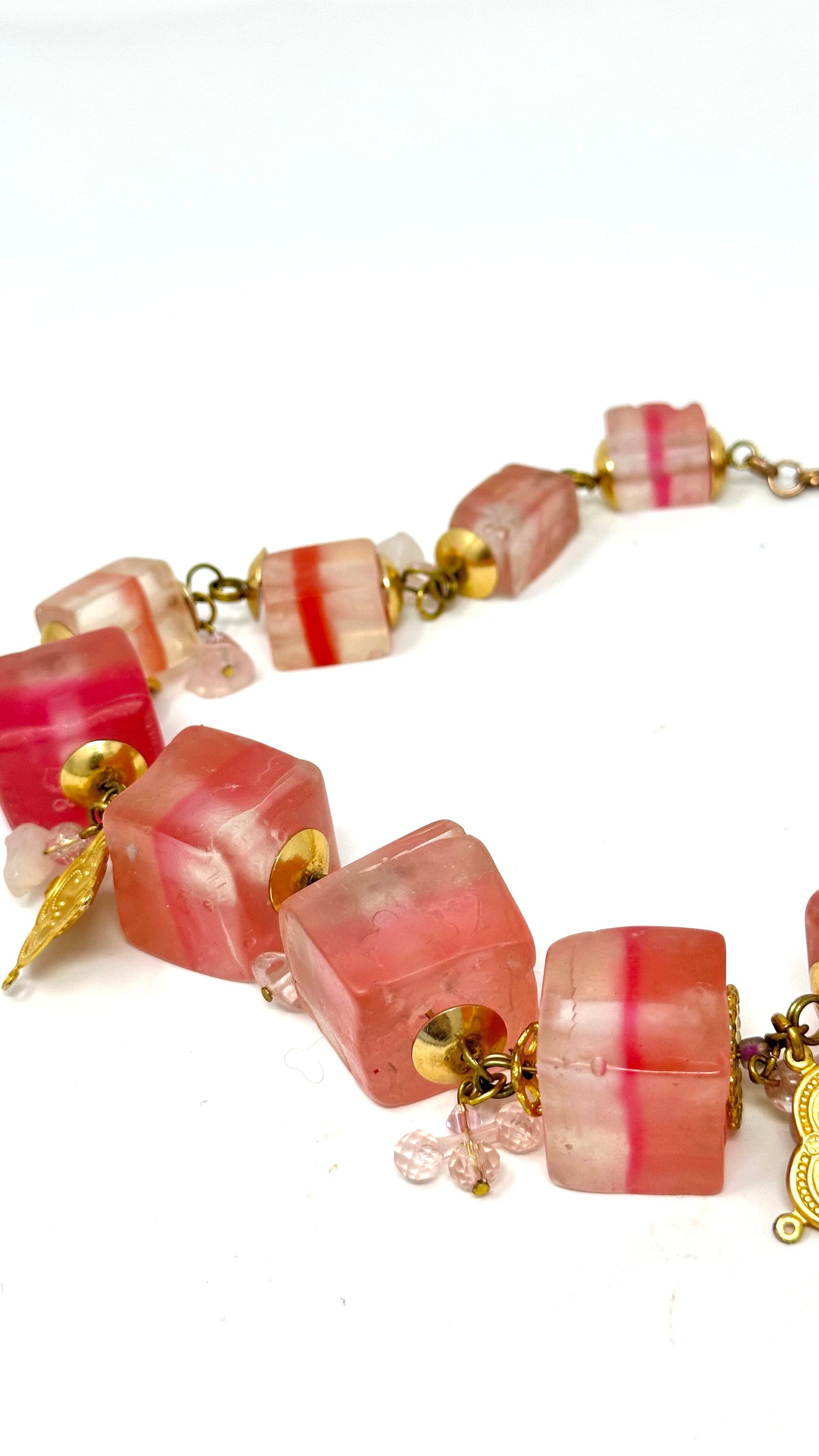 Tectonic Pink Quartz Cube Necklace