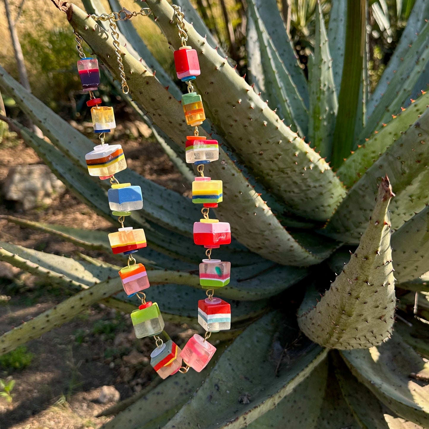 Exotic Multicolor Short Cube Necklace