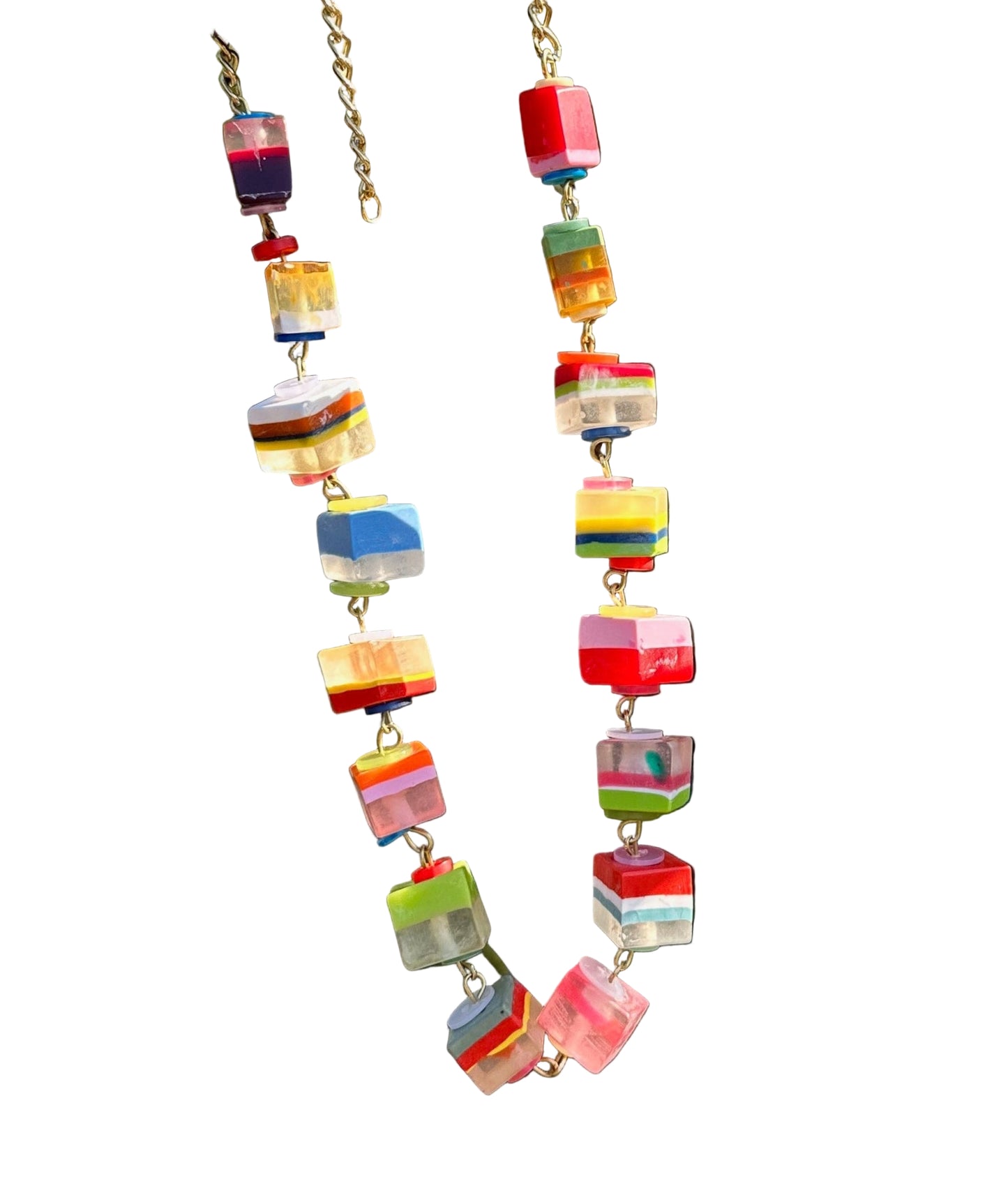 Exotic Multicolor Short Cube Necklace