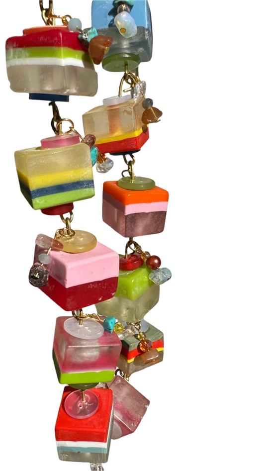 Exotic Multicolor Short Cube Necklace