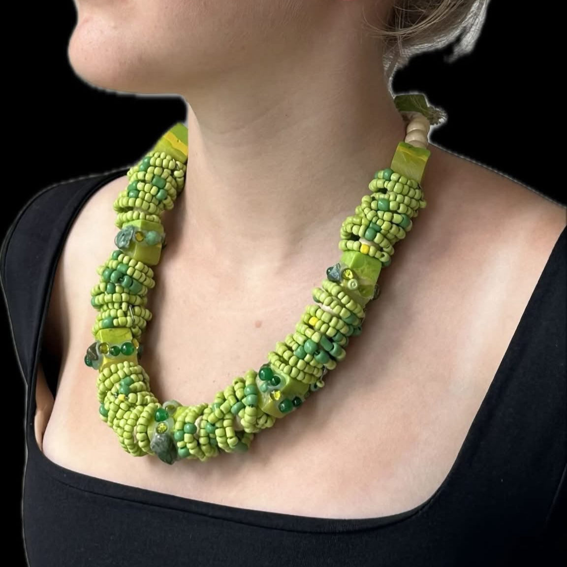 Ndebele Style Lime Green Coil Necklace