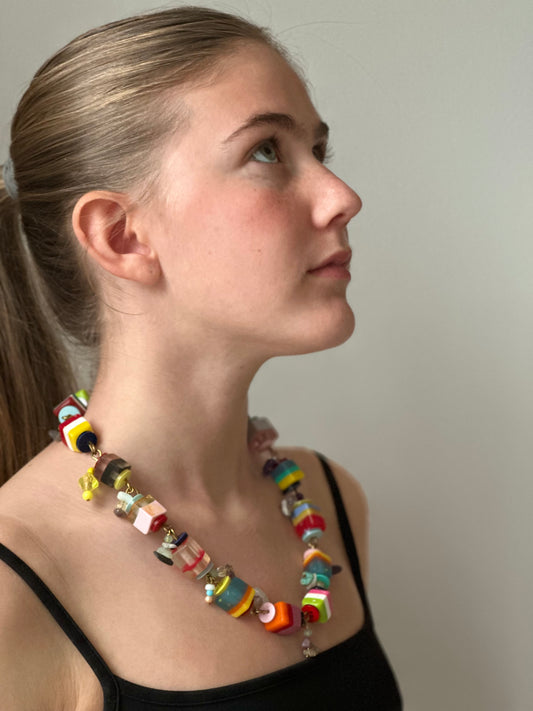 Exotic Small Cube Short Necklace