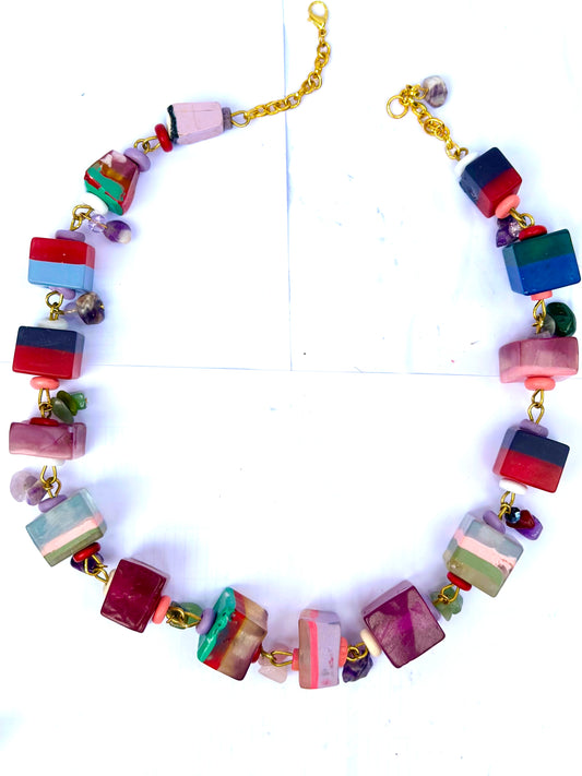 Exotic Lilac Resin Necklace