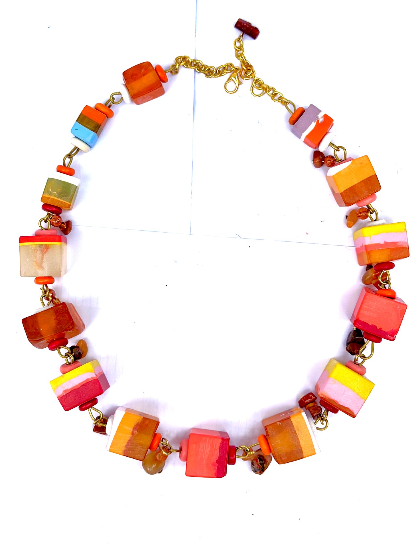 Exotic Orange Cube Necklace
