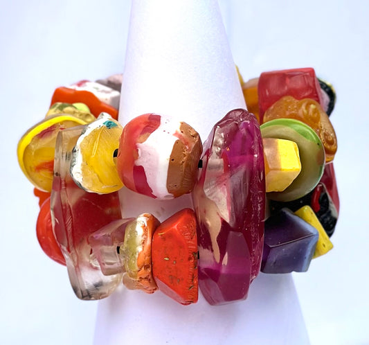 Exotic Baroque Multicolor  Bead Cuff Bracelet