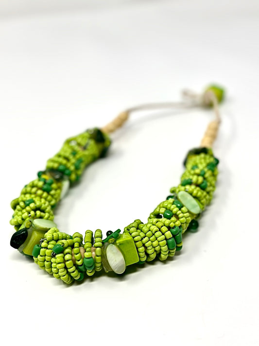 Ndebele Style Lime Green Coil Necklace