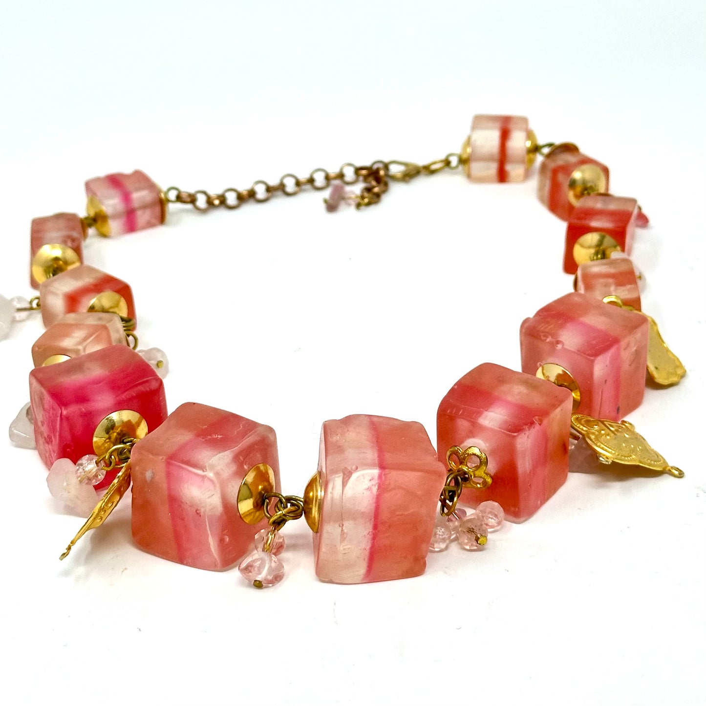 Tectonic Pink Quartz Cube Necklace