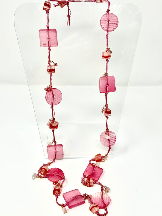 Pink Protea String Necklace