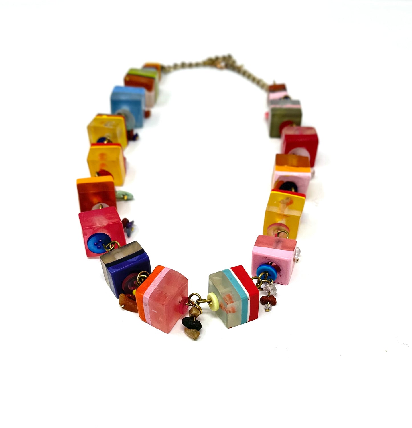 Exotic Multicolor Short Cube Necklace