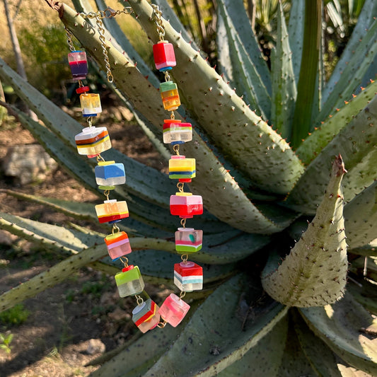 Exotic Multicolor Short Cube Necklace