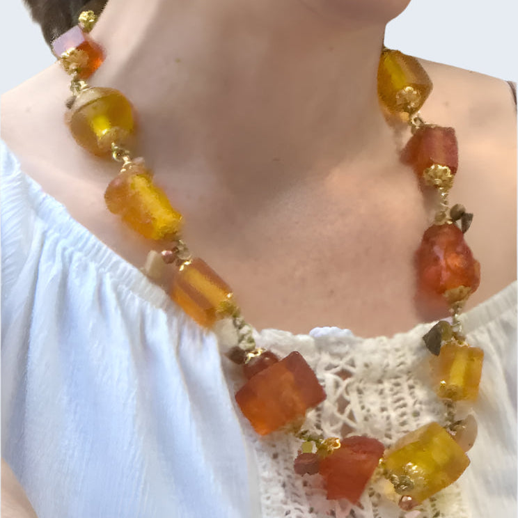 Tectonic Amber Baroque  Necklace