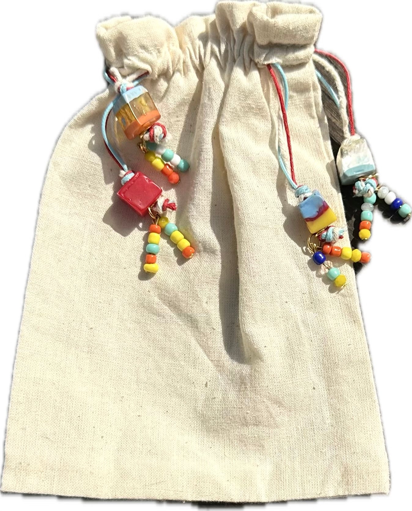 Cotton Bead Drawsting  Pouch