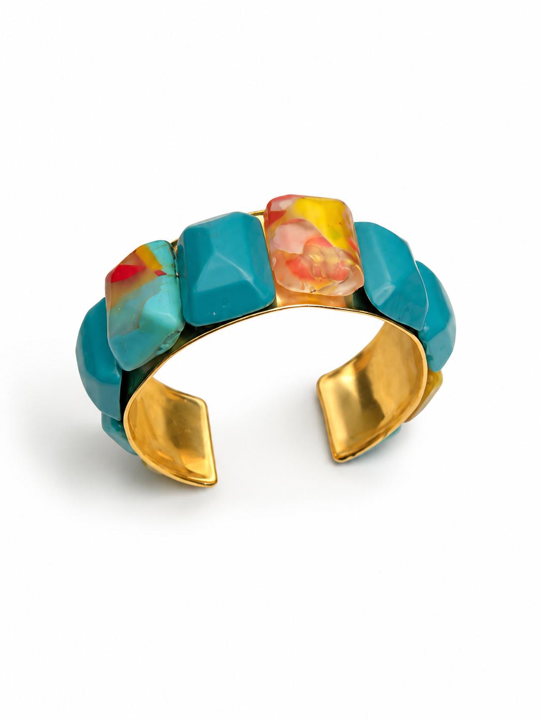 Multicolor Mosaic Resin Slim Cuff